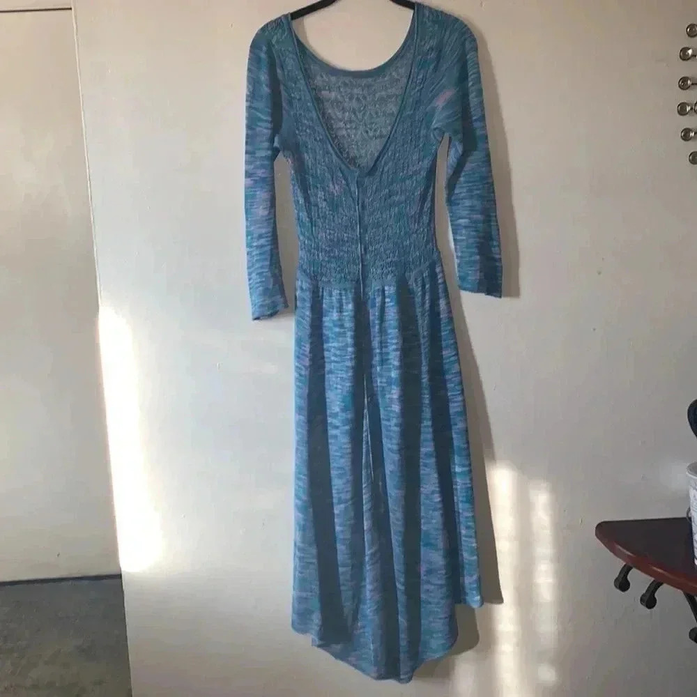 Free People Knit Marbled Blue Pink Midi Dress Size XS - Picture 2 of 9